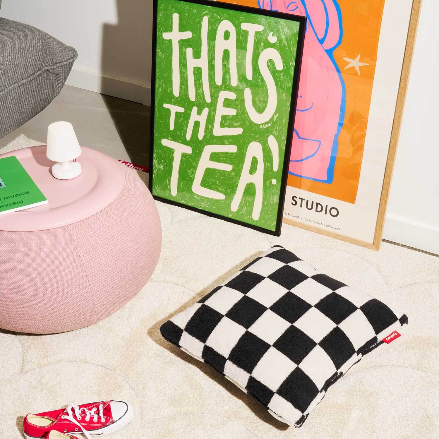 fatboy square dekokissen teddy chess black ecru 106222 96822