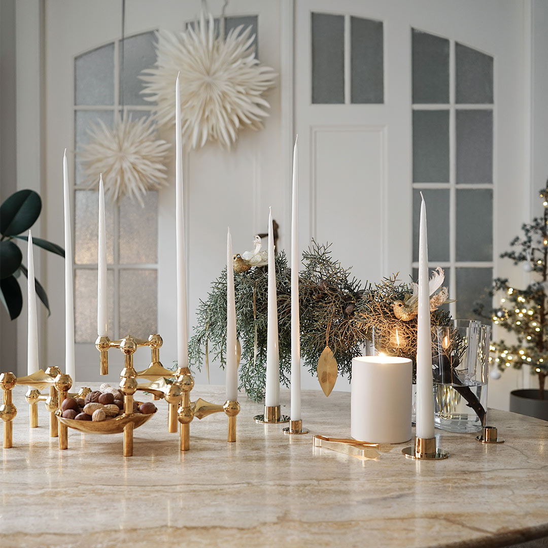 stoff nagel kerzenstaender gold kerze 71923