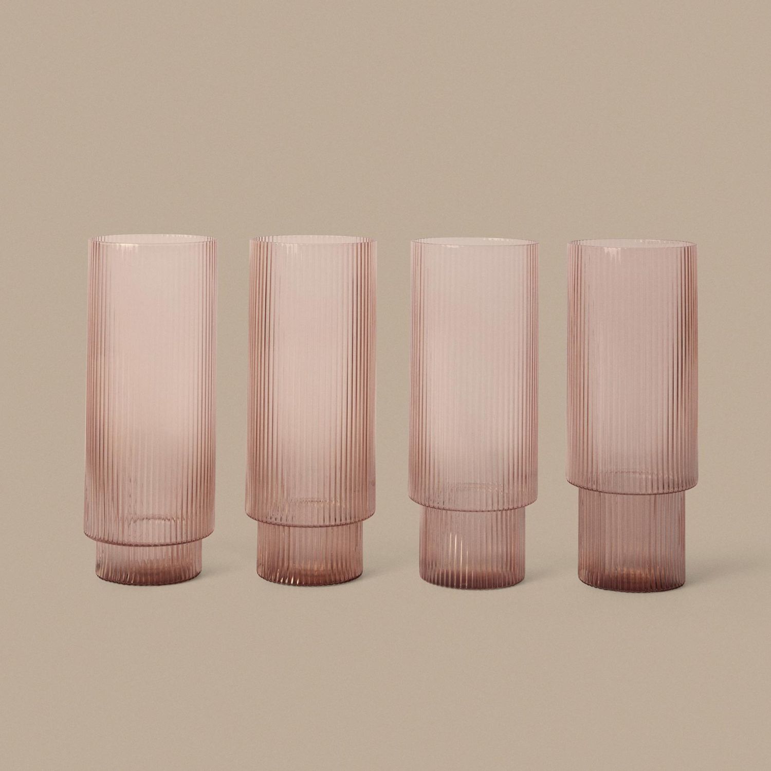Ferm Living - Ripple Longdrink Gläser 4er Set blush