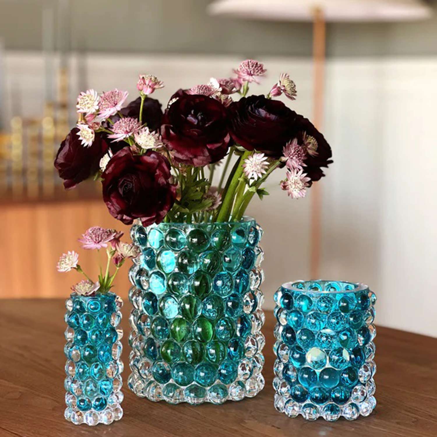 skogsberg hurricane mini vase coral blue blumen tisch 92798