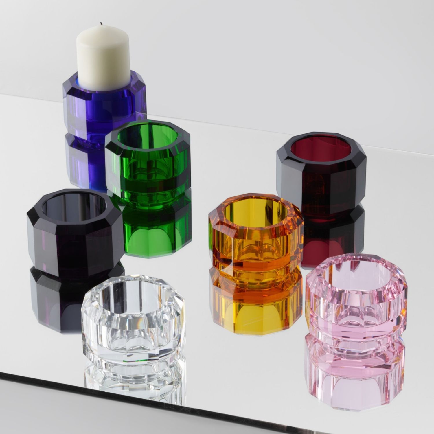 Decor Walther - KRISTALL Kerzenhalter anthrazit