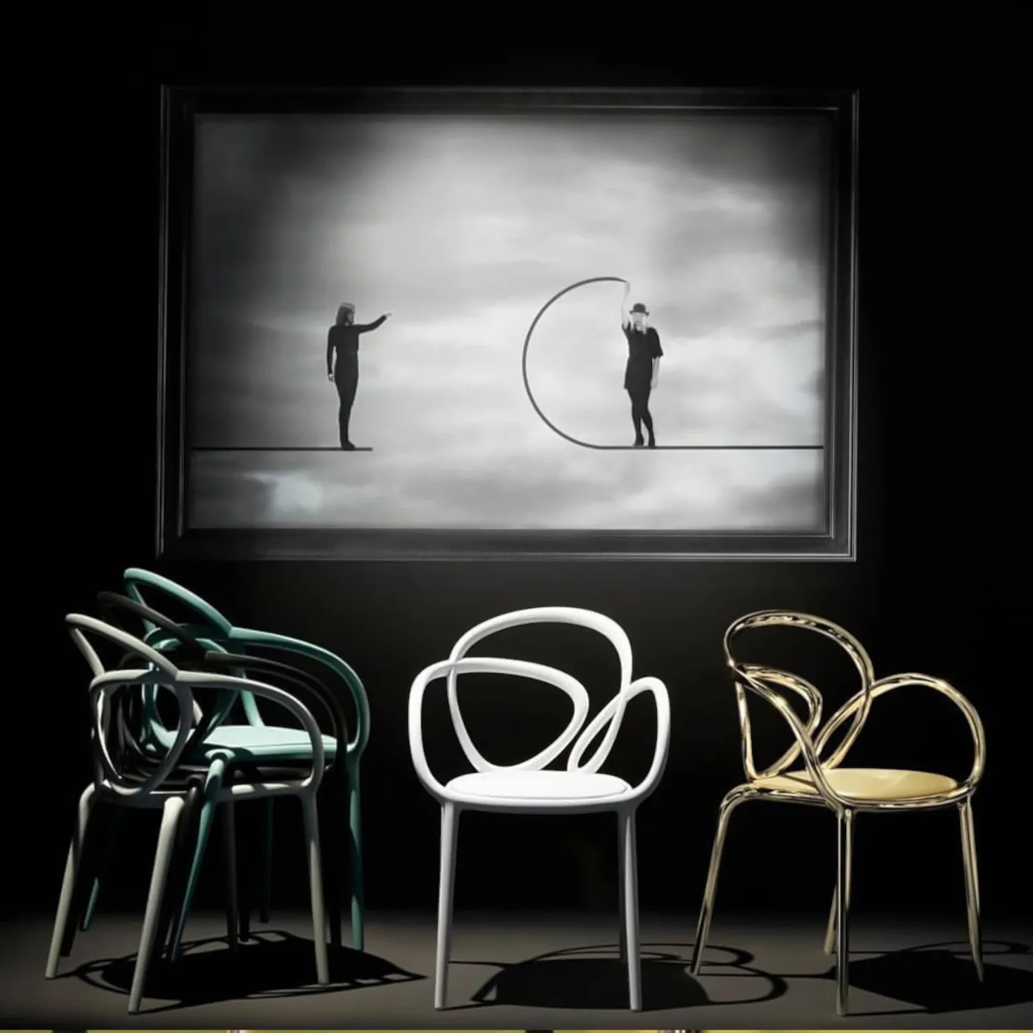 Qeeboo - Loop Chair 2er-Set ohne Kissen balsamgrün