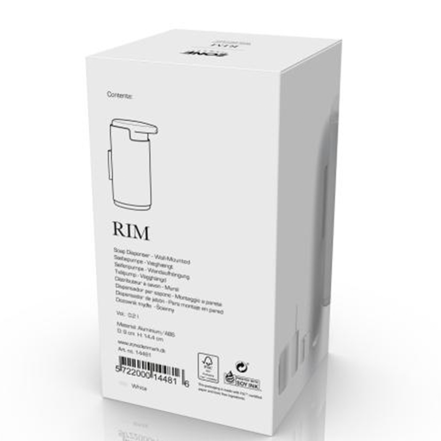 Zone Denmark Rim Seifenspender weiss karton hinten 104864