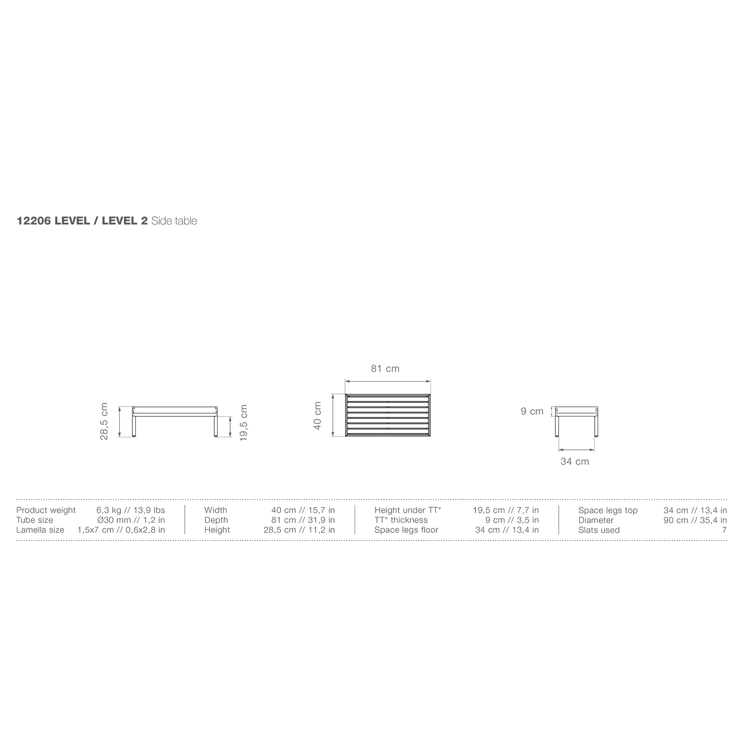 houe level sidetable 12206 0351 abmessungen 93246