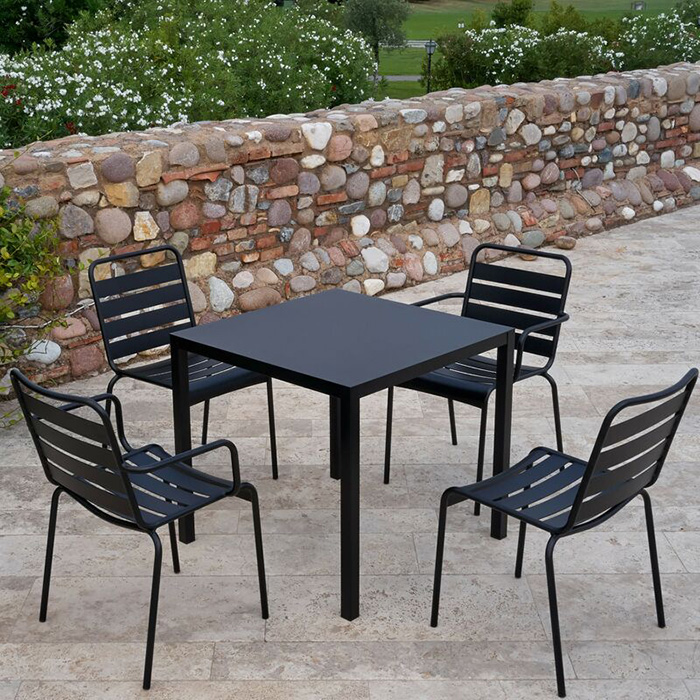 aria tisch schwarz 80x80 fiam mit stuehle 68888