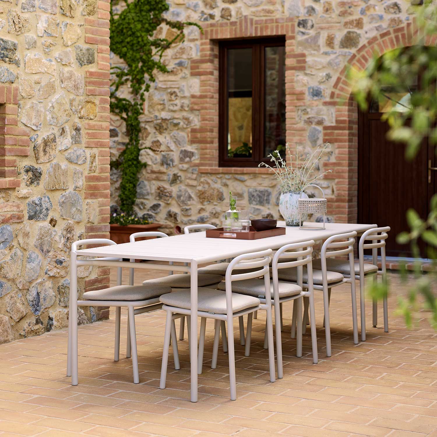 Cane-line - Bliss Tisch rechteckig mit 4 Stühlen dark green