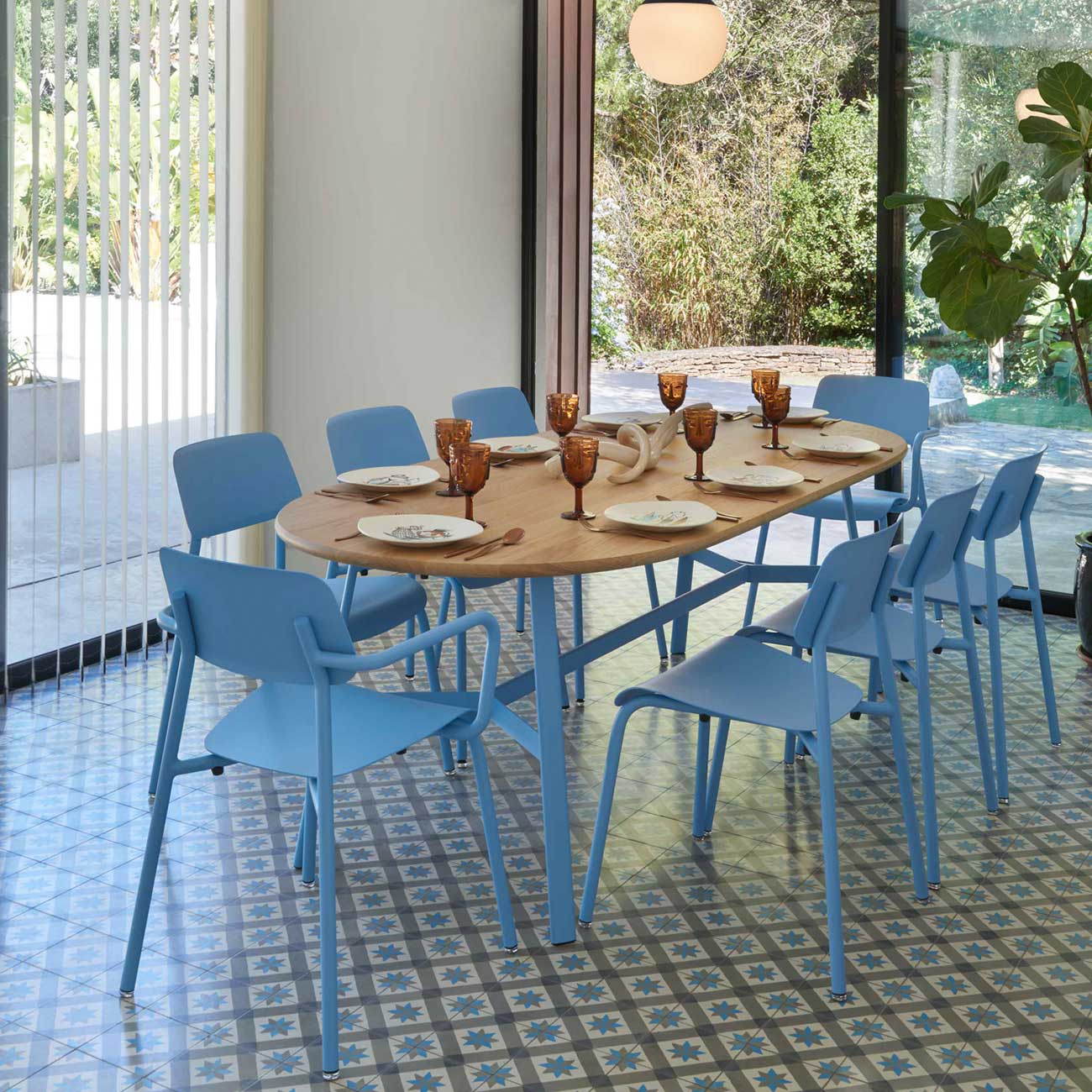 Fermob - So'O Ovaler Tisch Eiche 220x95 cm anthrazit