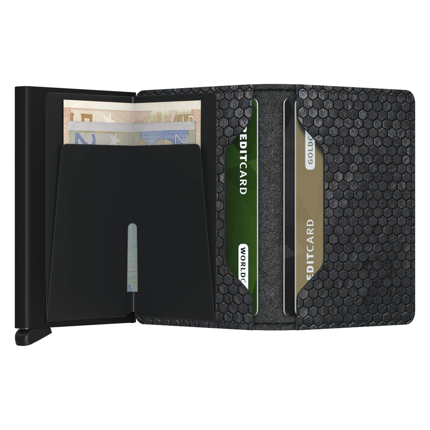 secrid slimwallet hexagon schwarz offen 104820