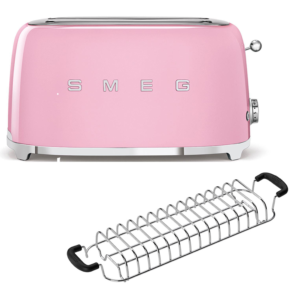 smeg set toaster lang aufsatz pink 56684