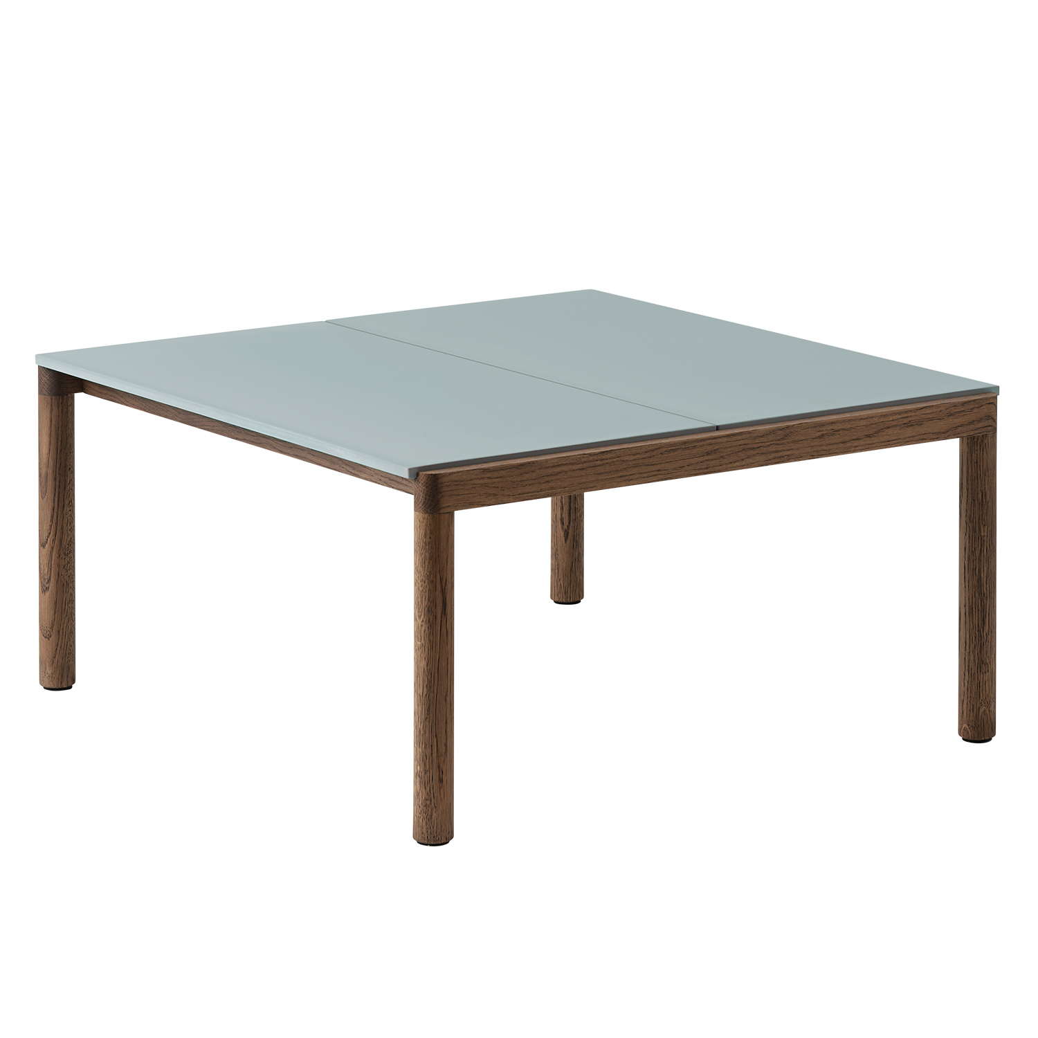 muuto couple coffee table 80x84x40 eiche dunkel pale blue glatt 89459