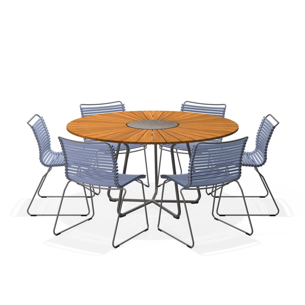 HOUE - Set Circle Tisch Ø150 cm + 6x Click Stuhl pigeon blue
