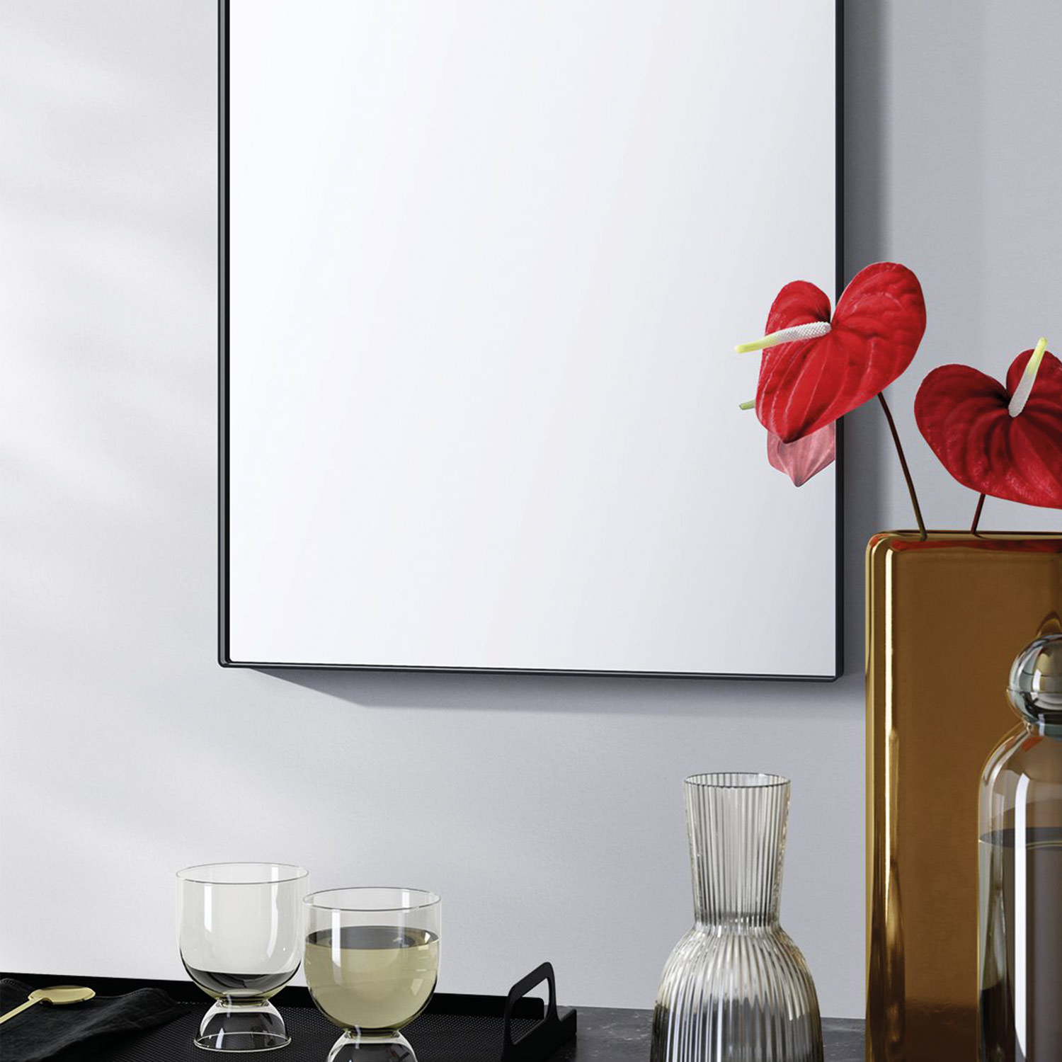 zack morma wandspiegel rechteckig schwarz ambiente 87444