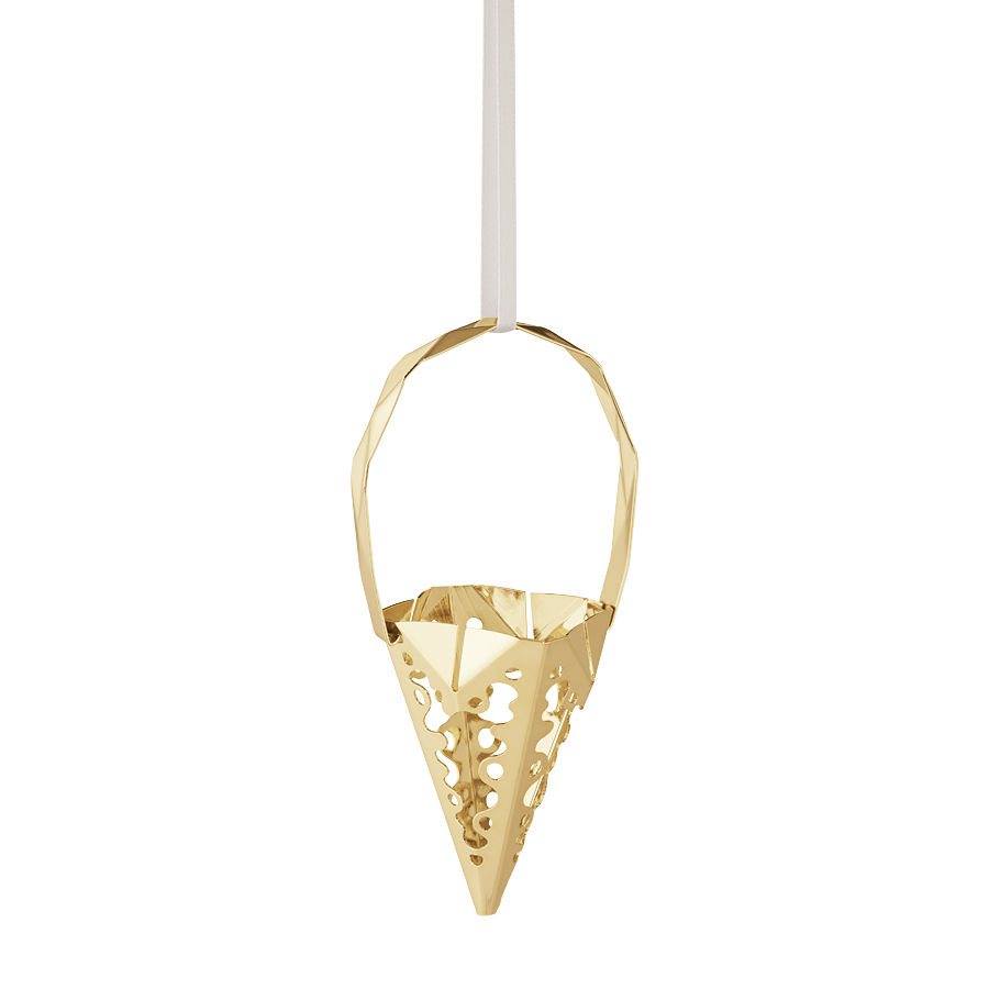 georg jensen weihnachtsornament spitztuete gold band off white 84976