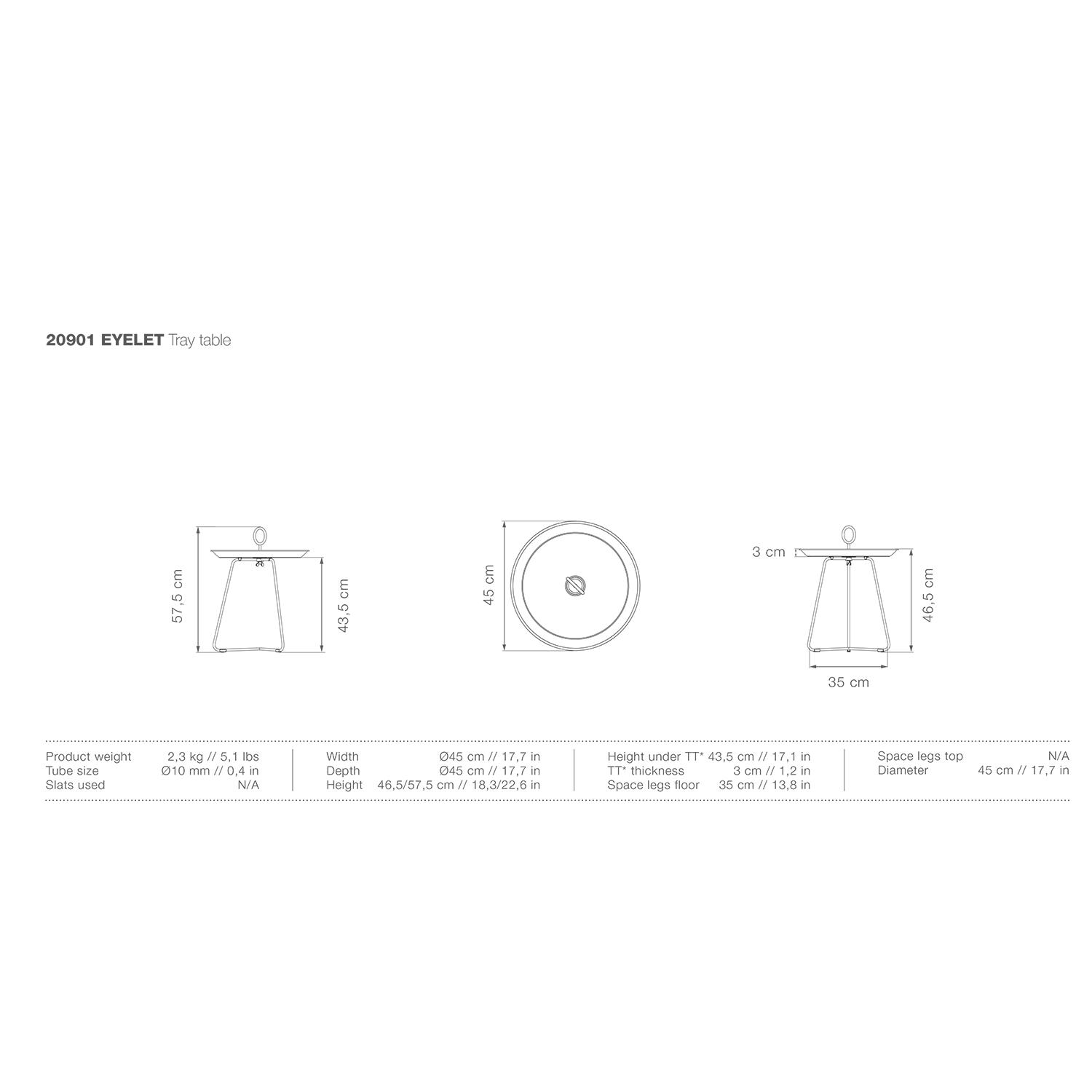 houe eyelet beistelltisch 45cm abmessungen 92584