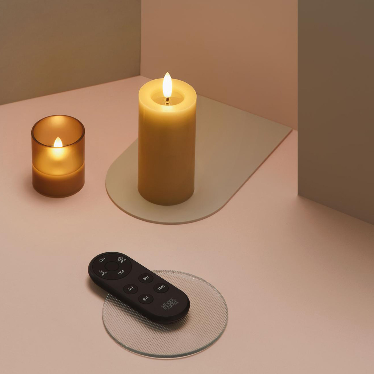 Moods&More - LED-Hurricane-Kerzen 2er-Set vintage rose