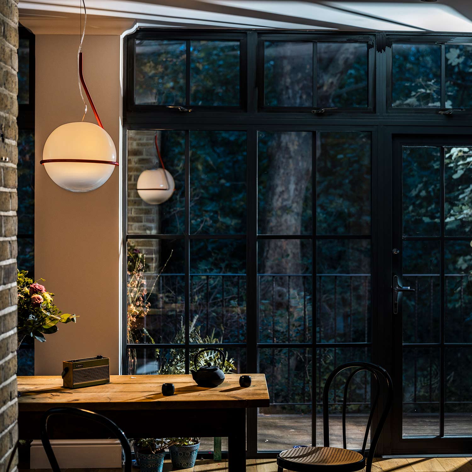 foscarini tonda leuchte orange wohnzimmer 93860