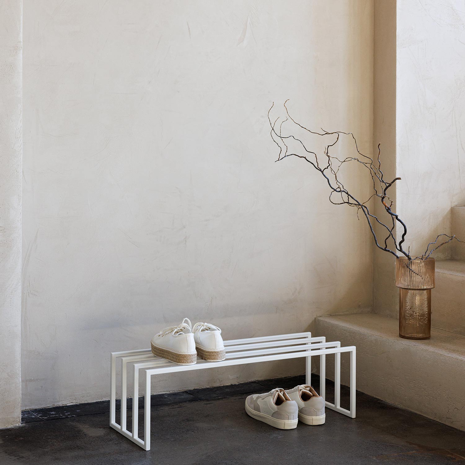 metallbude bovi schuhregal weiss treppe 96748