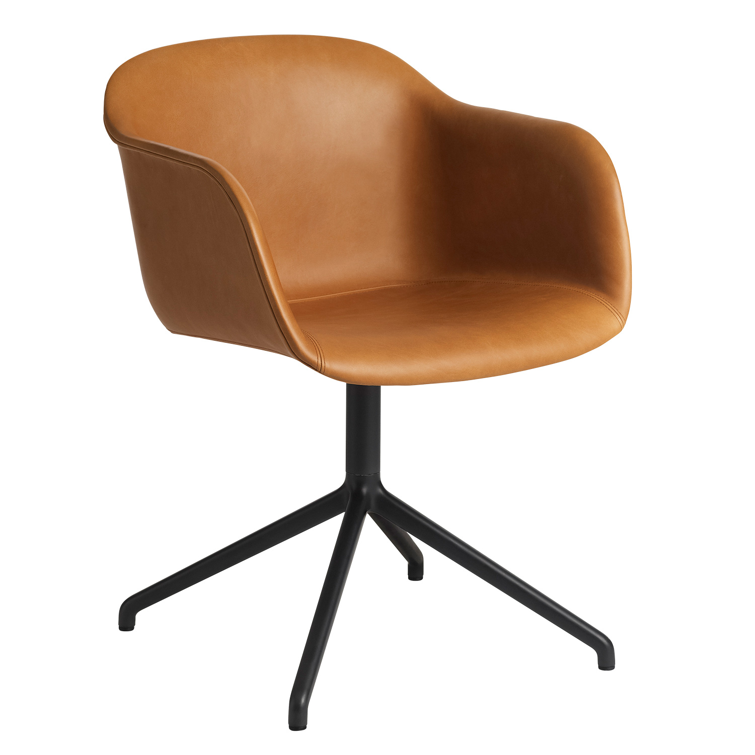 muuto fiber chair drehstuhl leder cognac 53803