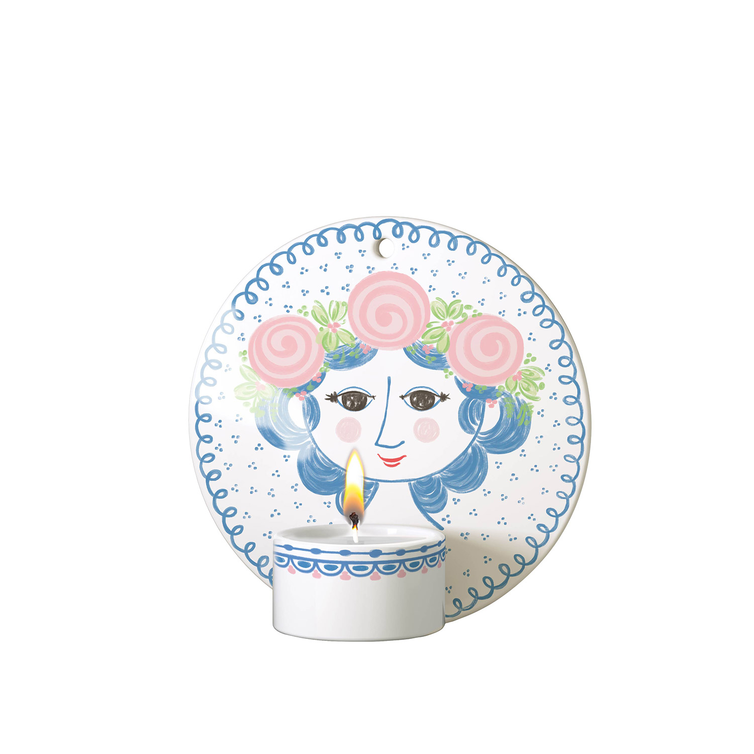 Björn Wiinblad - Dora Teelichthalter ⌀13 cm blauer harlekin