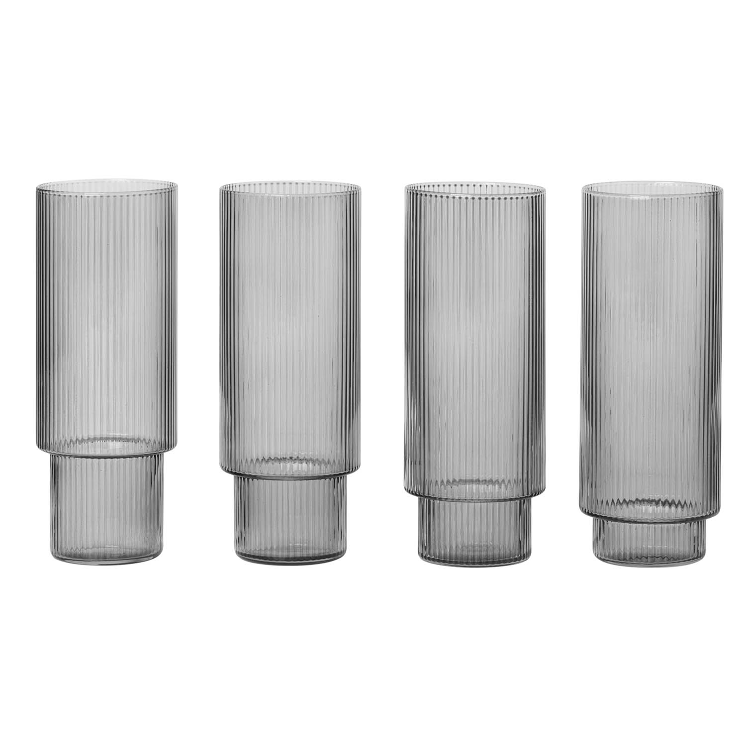 ferm living Ripple long drinks geruchertes grau