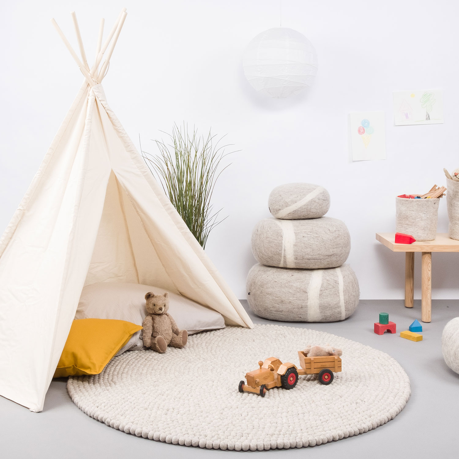 kinderzimmer myfelt bela filzkugelteppich 51927