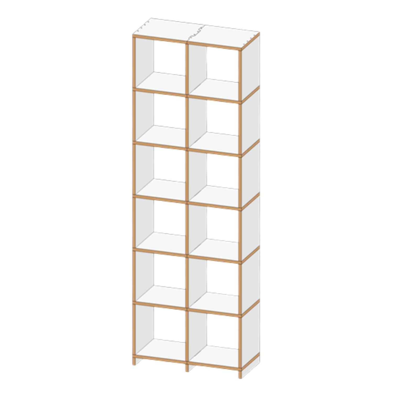 mocoba - Regal Classic 6x2 weiß/braune Kanten