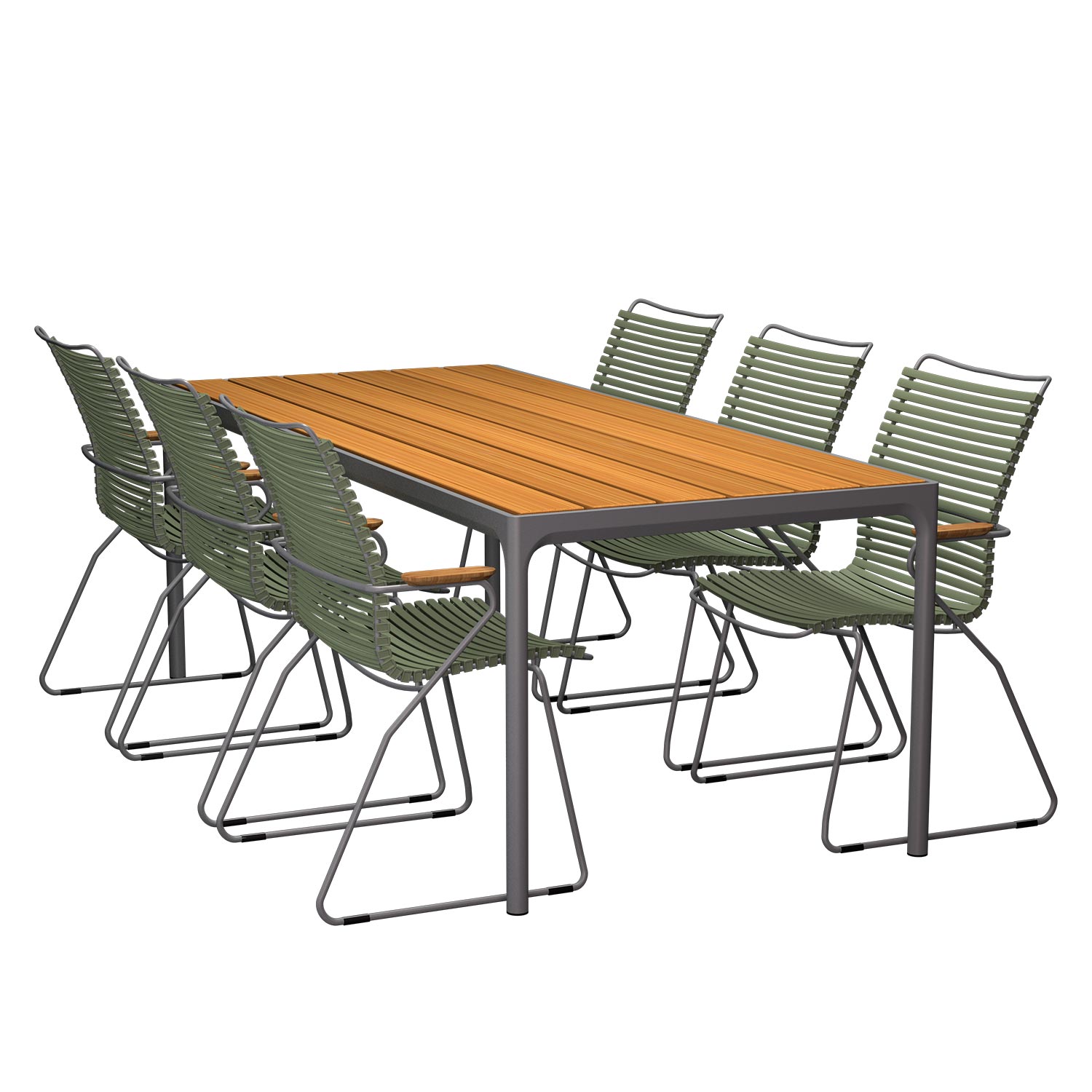 HOUE - Set Four grau 210x90 + 6x Click S. hoch olivgrün