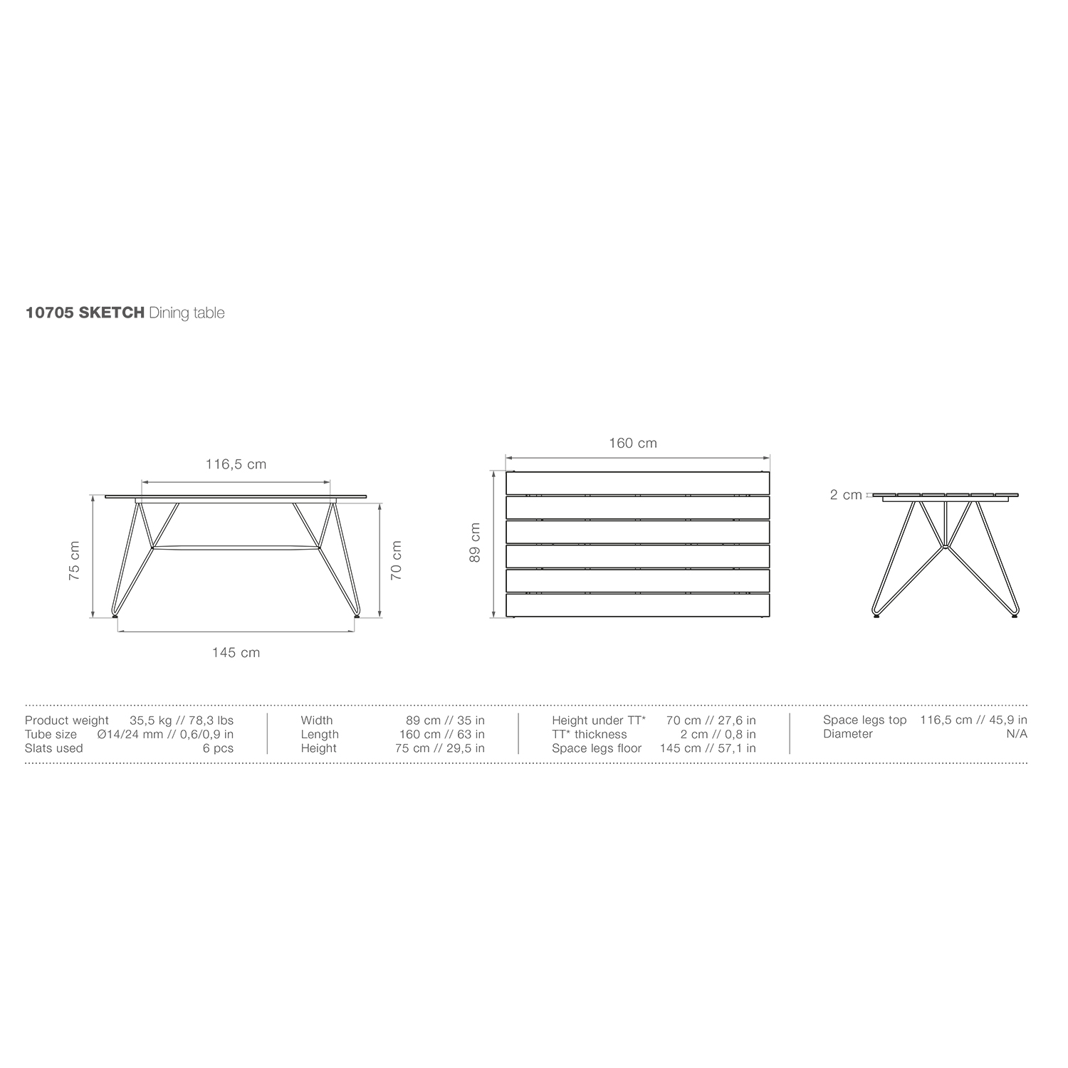 houe sketch tisch 160cm abmessungen 92717