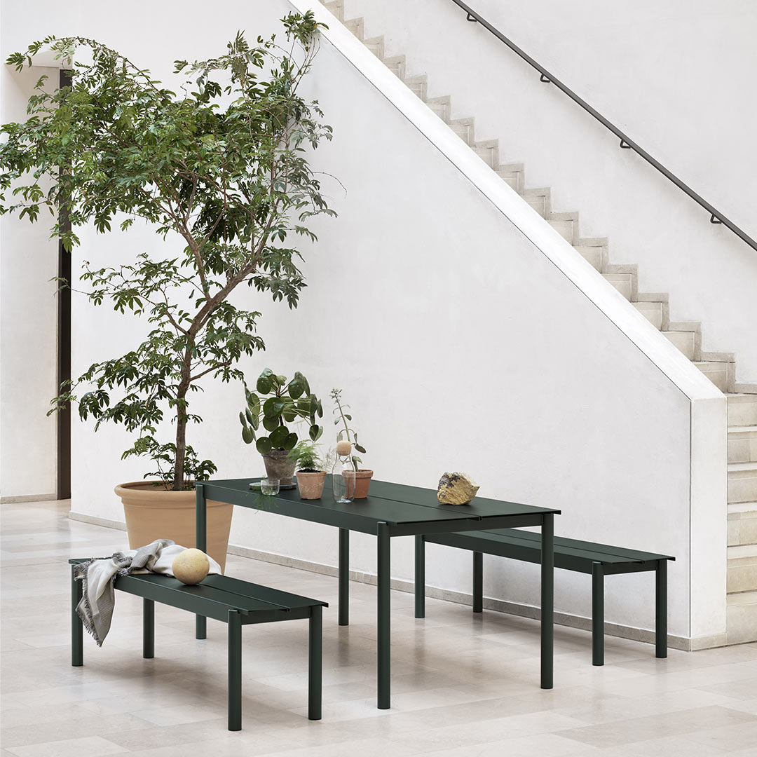 muuto linear steel bench dark green 65414
