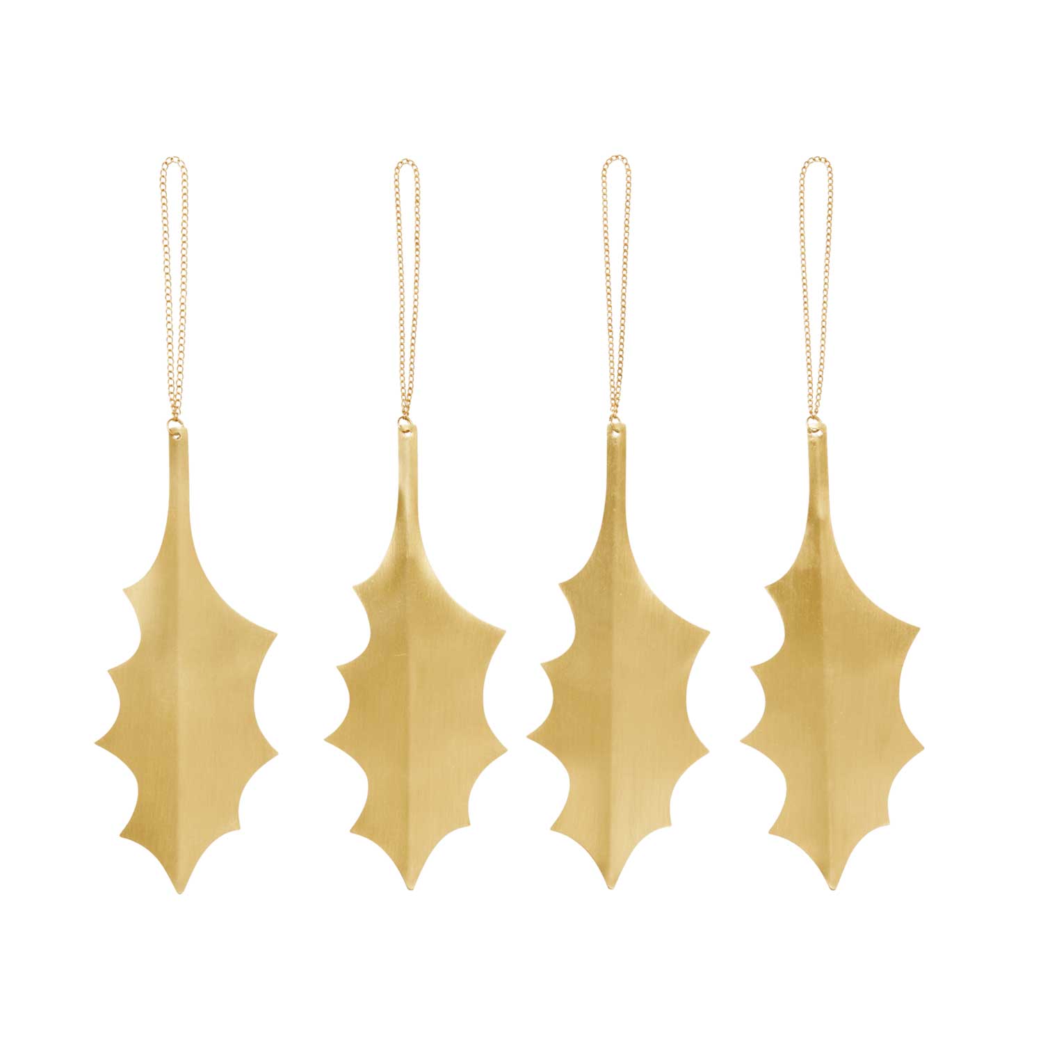 Ferm Living - Holly Leaf Messing Ornamente 4er-Set