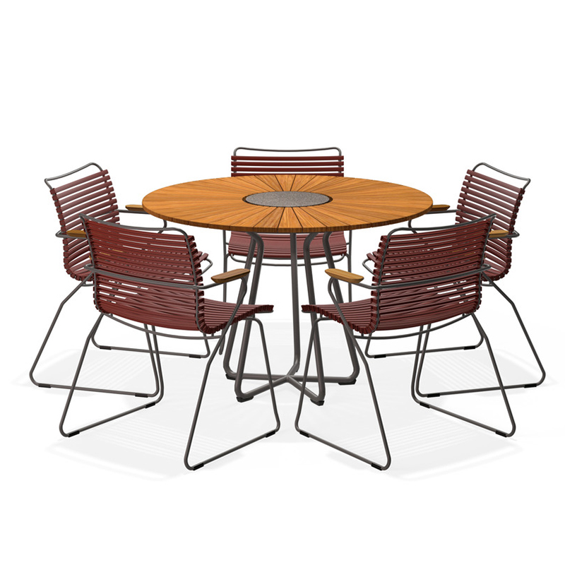 HOUE - Set Circle Tisch Ø 110 cm + 5xClick Sessel paprika