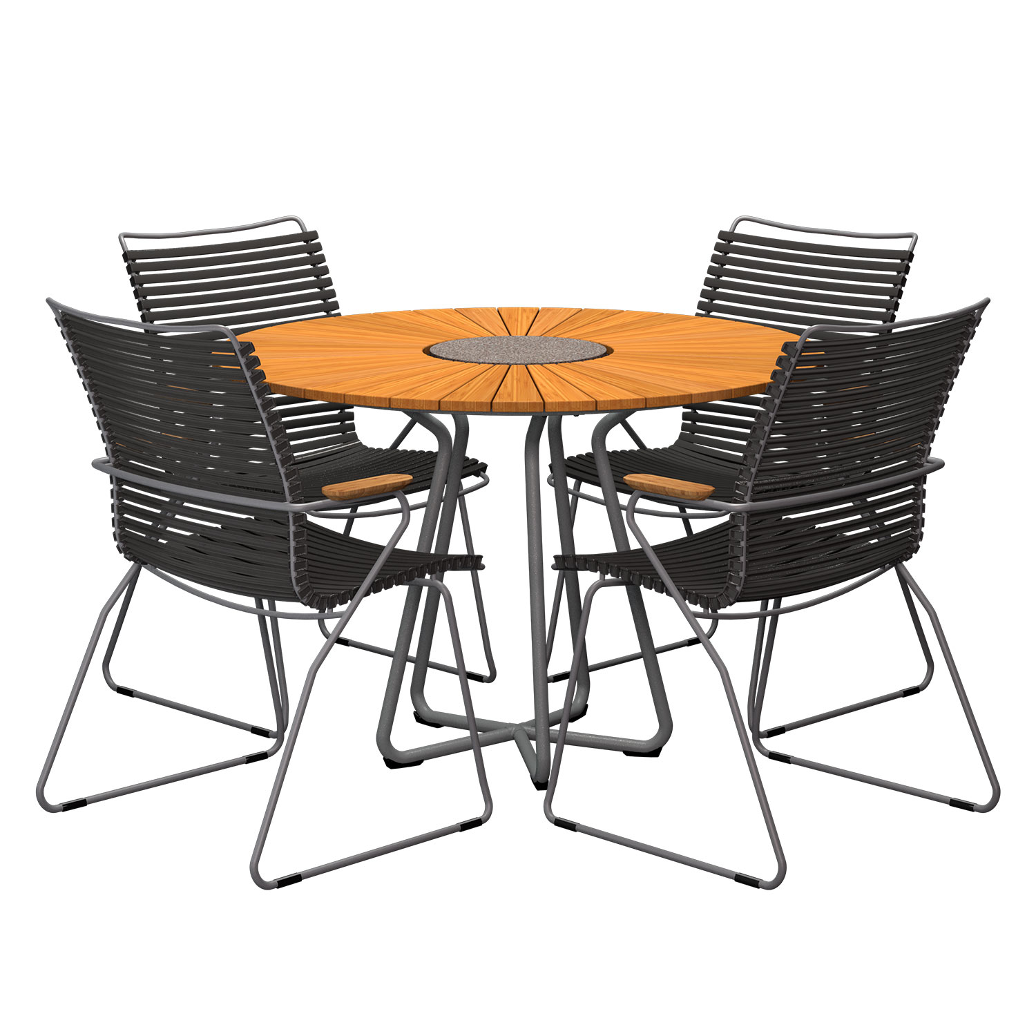 HOUE - Set Circle Ø 110 cm + 4x Click Stuhl hoch schwarz