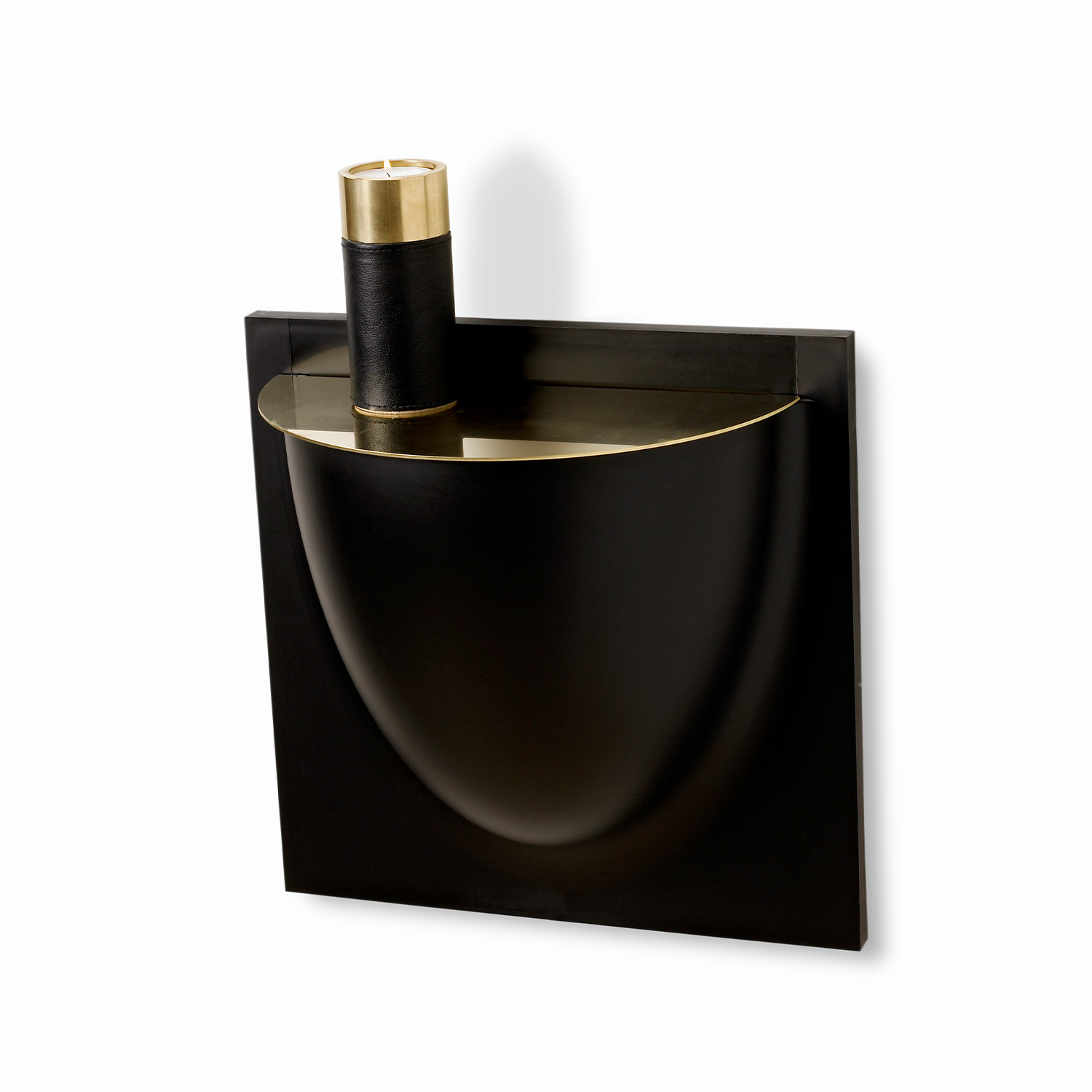 Black VertiPlants with brass lid and candlestick
