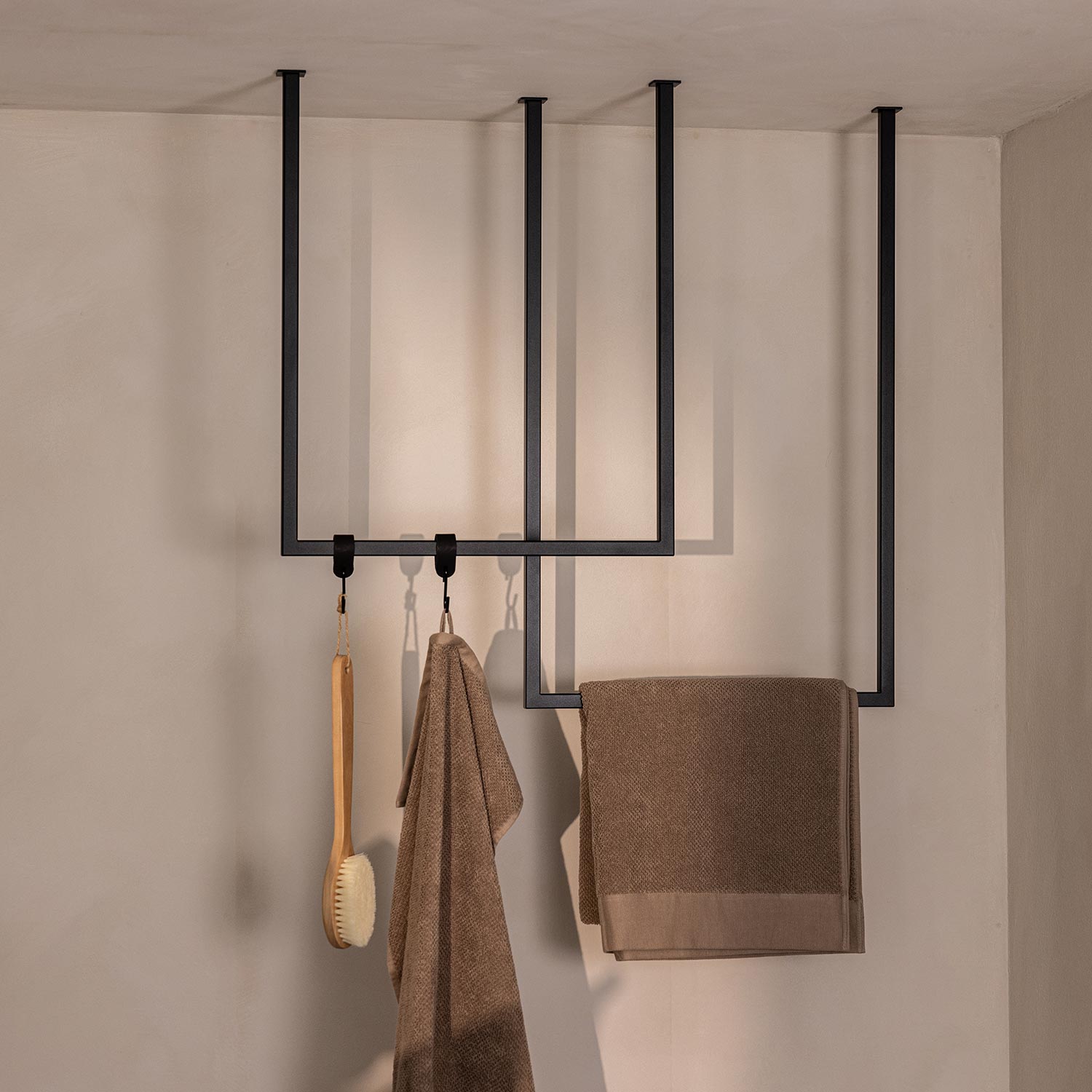 metallbude tensi handtuchhalter schwarz eckig decke 2 er set 96925