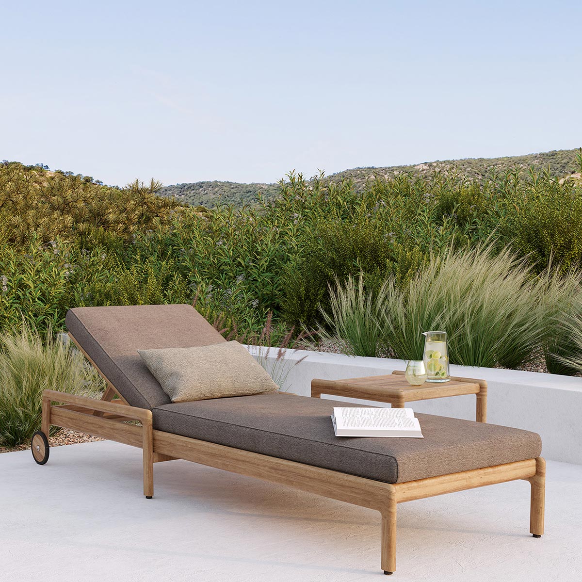 ethnicraft liegestuhl verstellbar 10256 lifestyle dicke polsterung mokka 85760