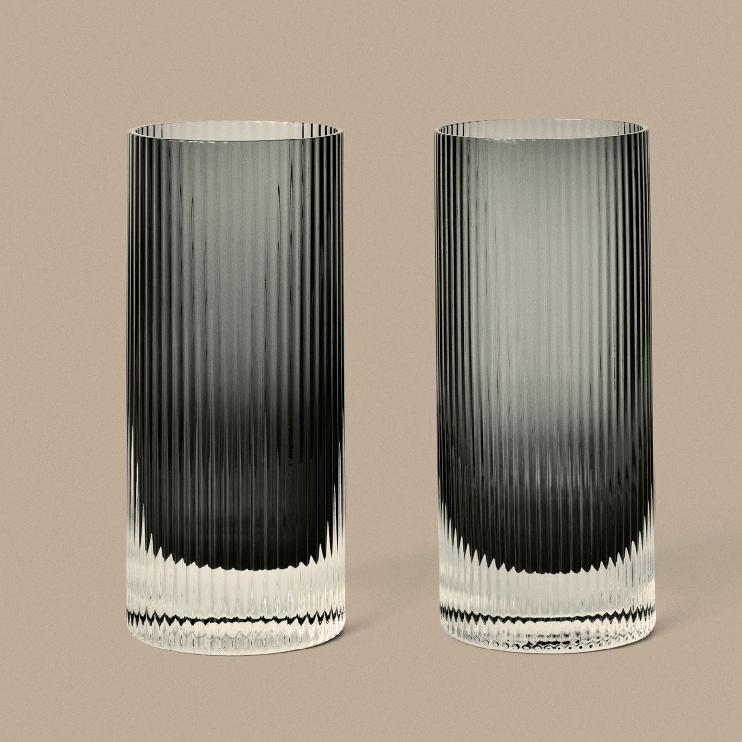 Ferm Living - Ripple Highball Gläser 2er Set smoked grey