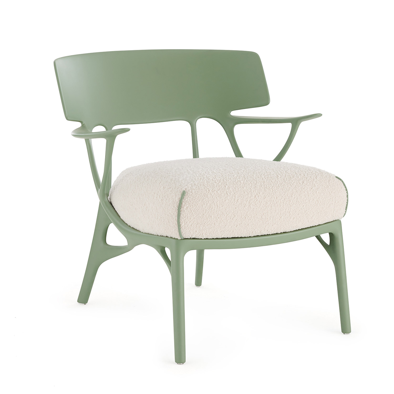 Kartell - A.I. Lounge Bouclé Sessel weiß-grün