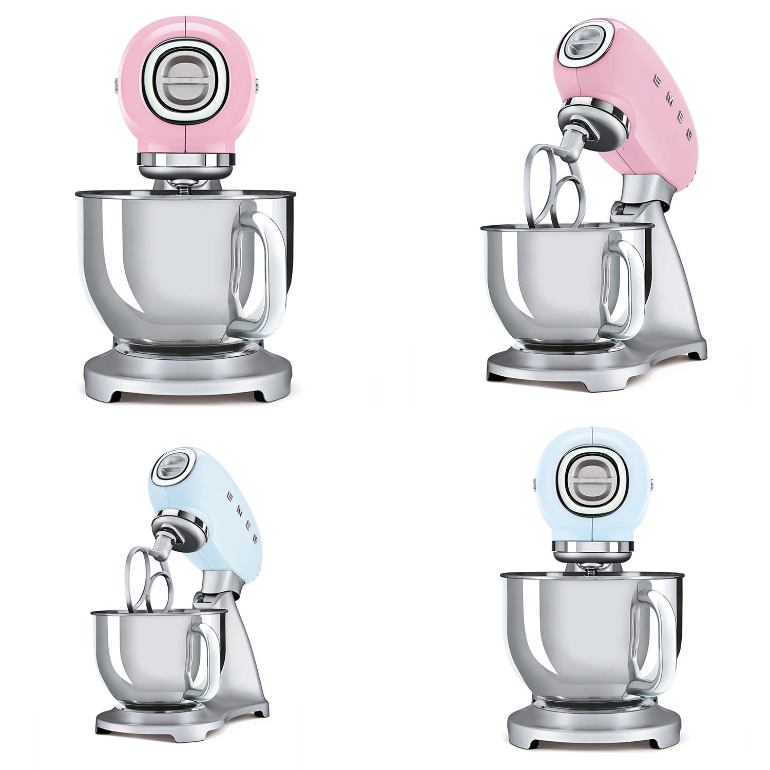 Pastellblau und Pink smeg Kchenmaschine SMF02