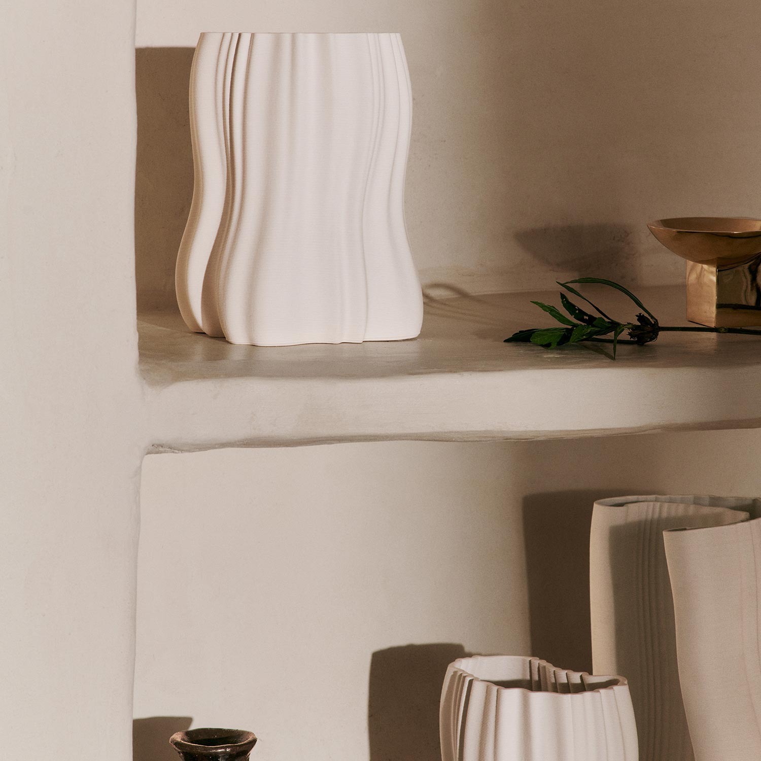 Ferm Living - Moire Vase off-white S