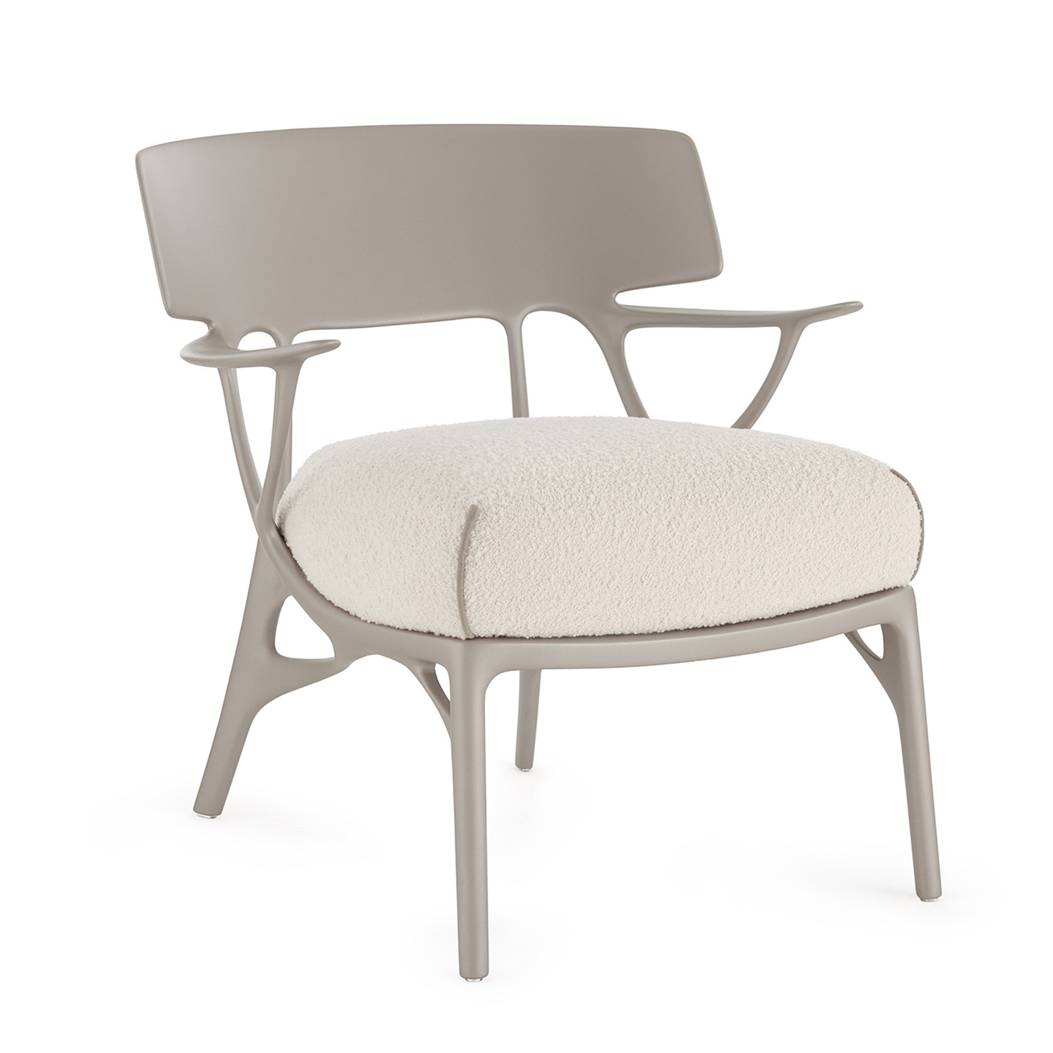 Kartell - A.I. Lounge Bouclé Sessel weiß-grau