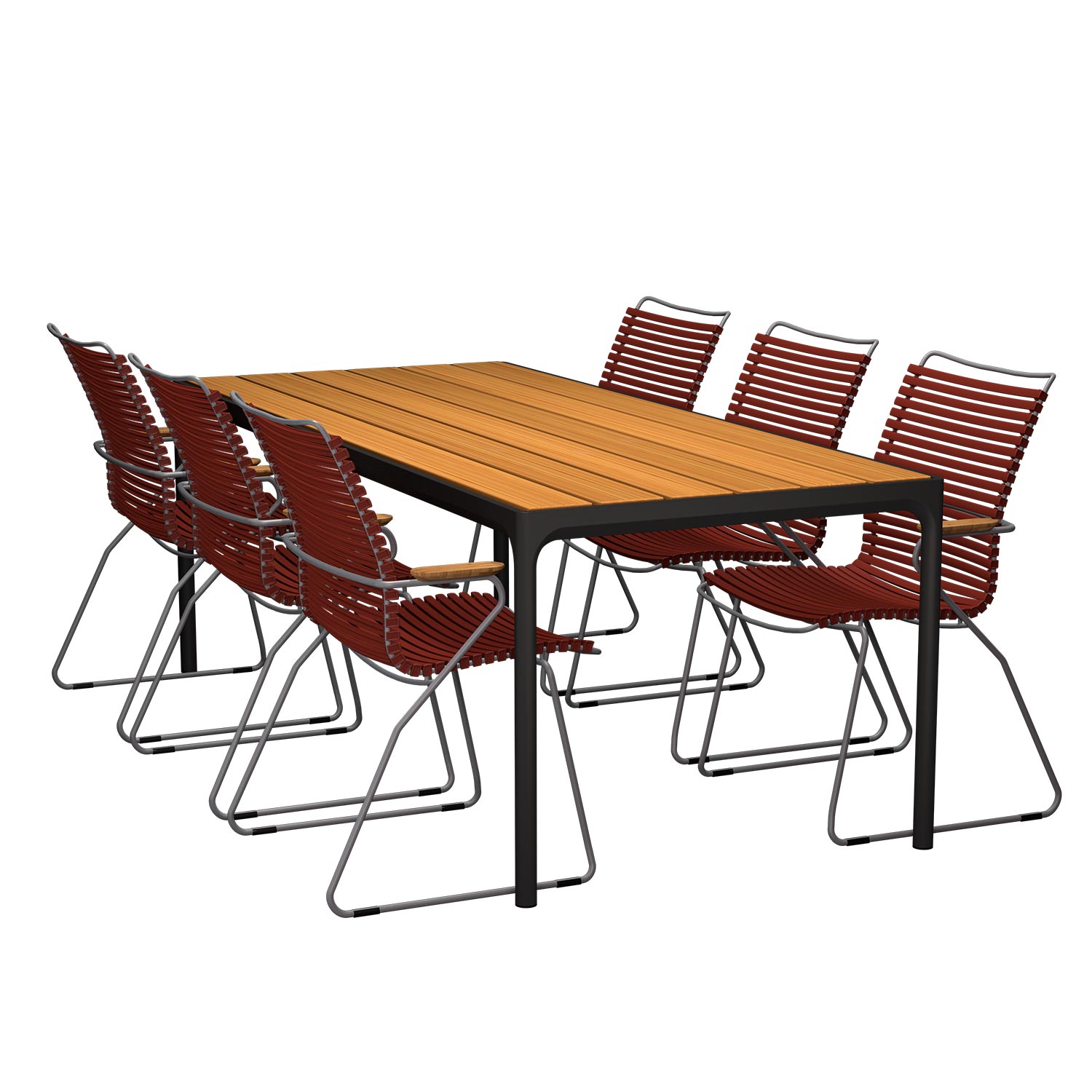 HOUE - Set Four schwarz 210x90 + 6x Click S. hoch paprika