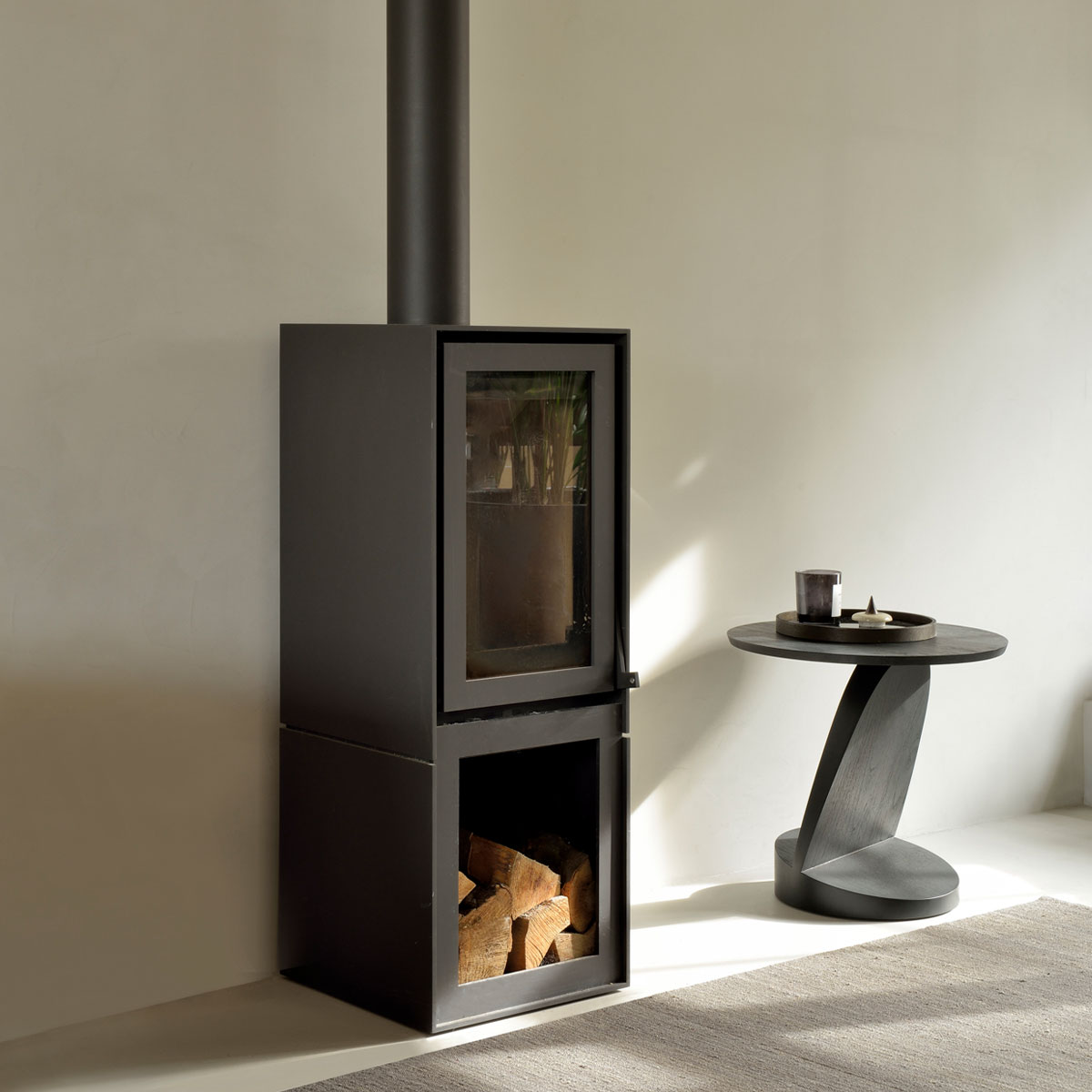 10185 oblic teak ethnicraft beistelltisch lifestyle kamin 92006