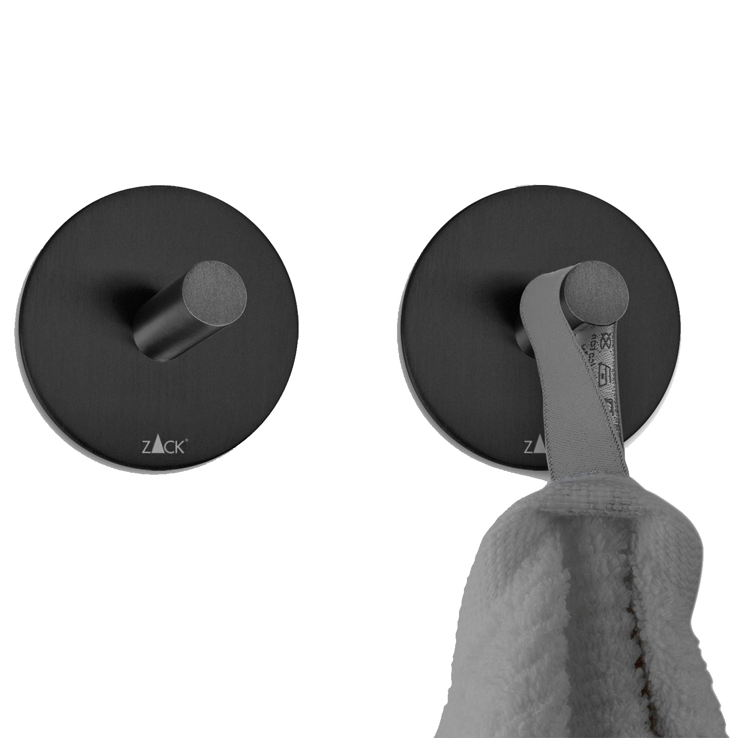 zack duplo handtuchhaken 2er set schwarz rund handtuch freisteller 87265