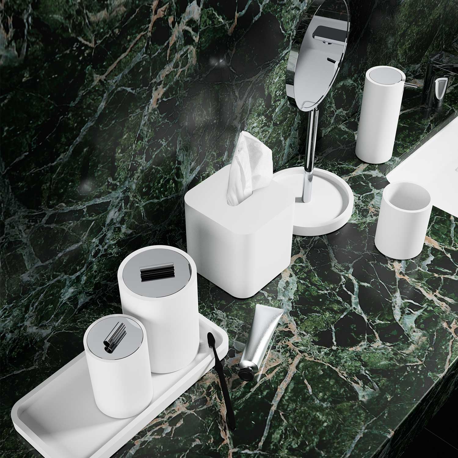 decor walther  kbq kosmetiktuchbox stone weiss 65498