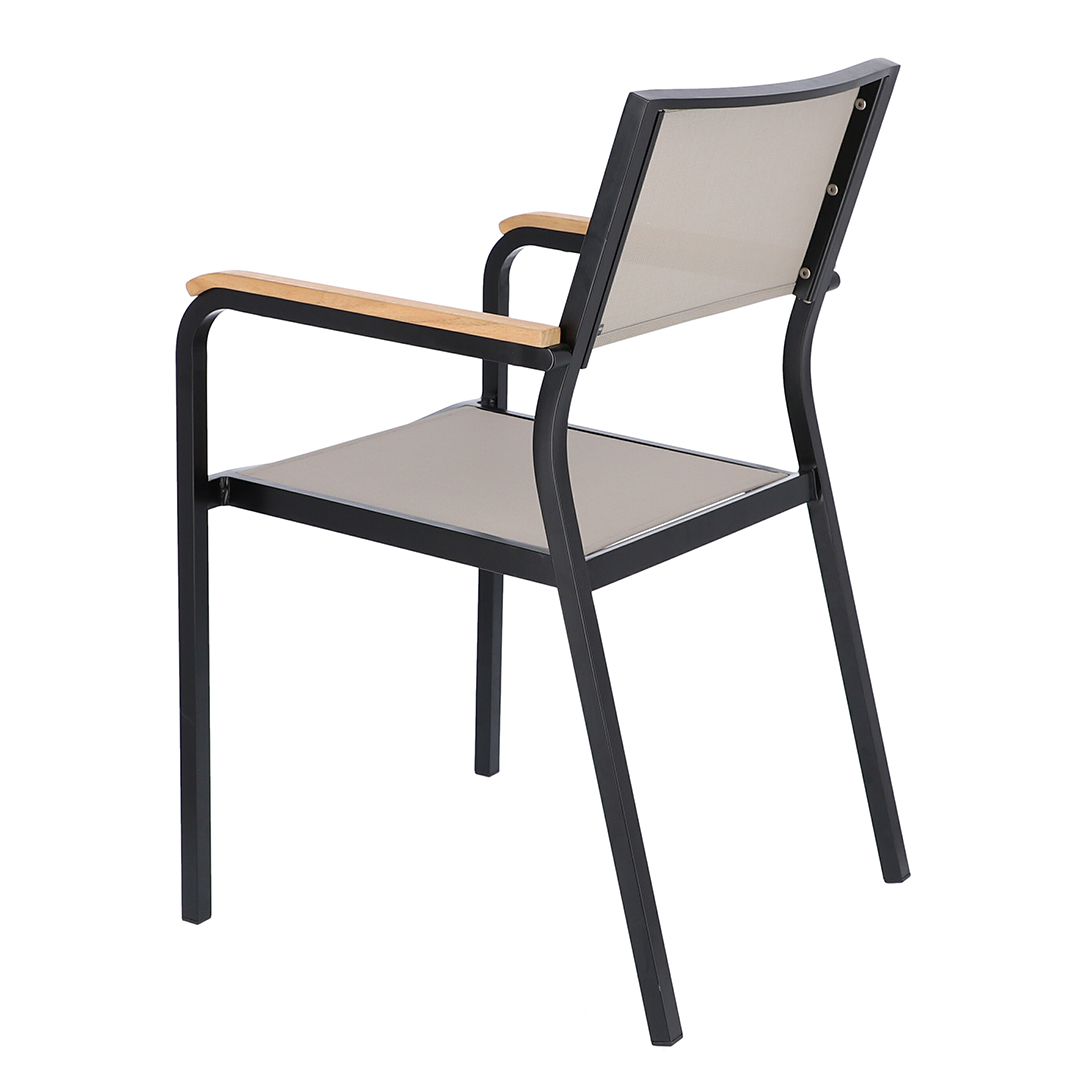 jan kurtz lux alu outdoorstuhl schwarz taupe hinten 78286