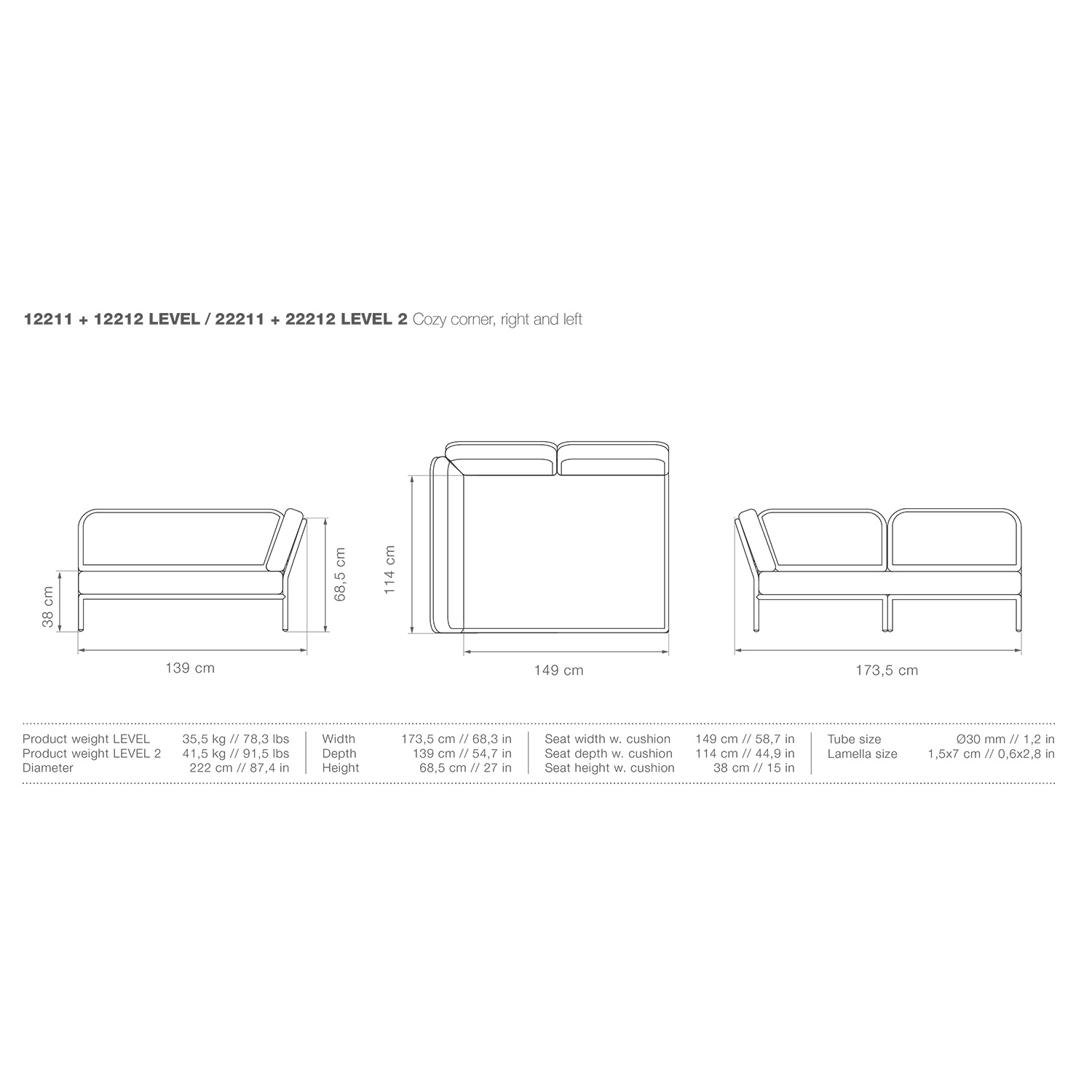houe level cozy corner abmessungen 93221