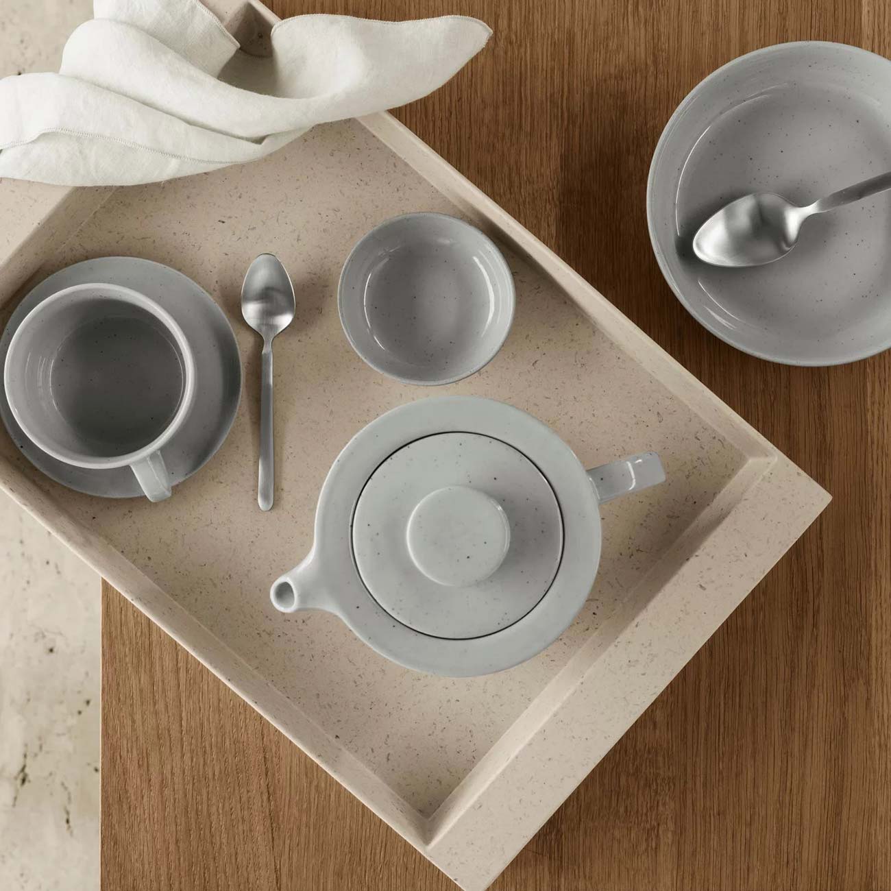 blomus kankyo tablett moonbean mit geschirr 104142