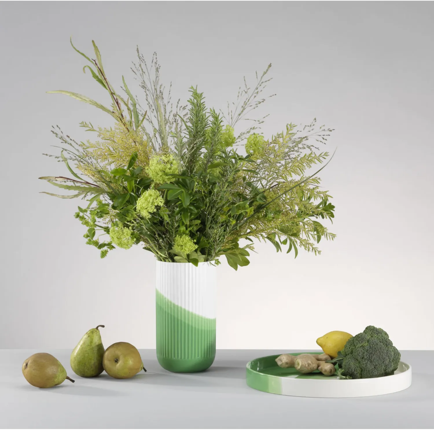 Vitra - Herringbone Vase geriffelt, grün