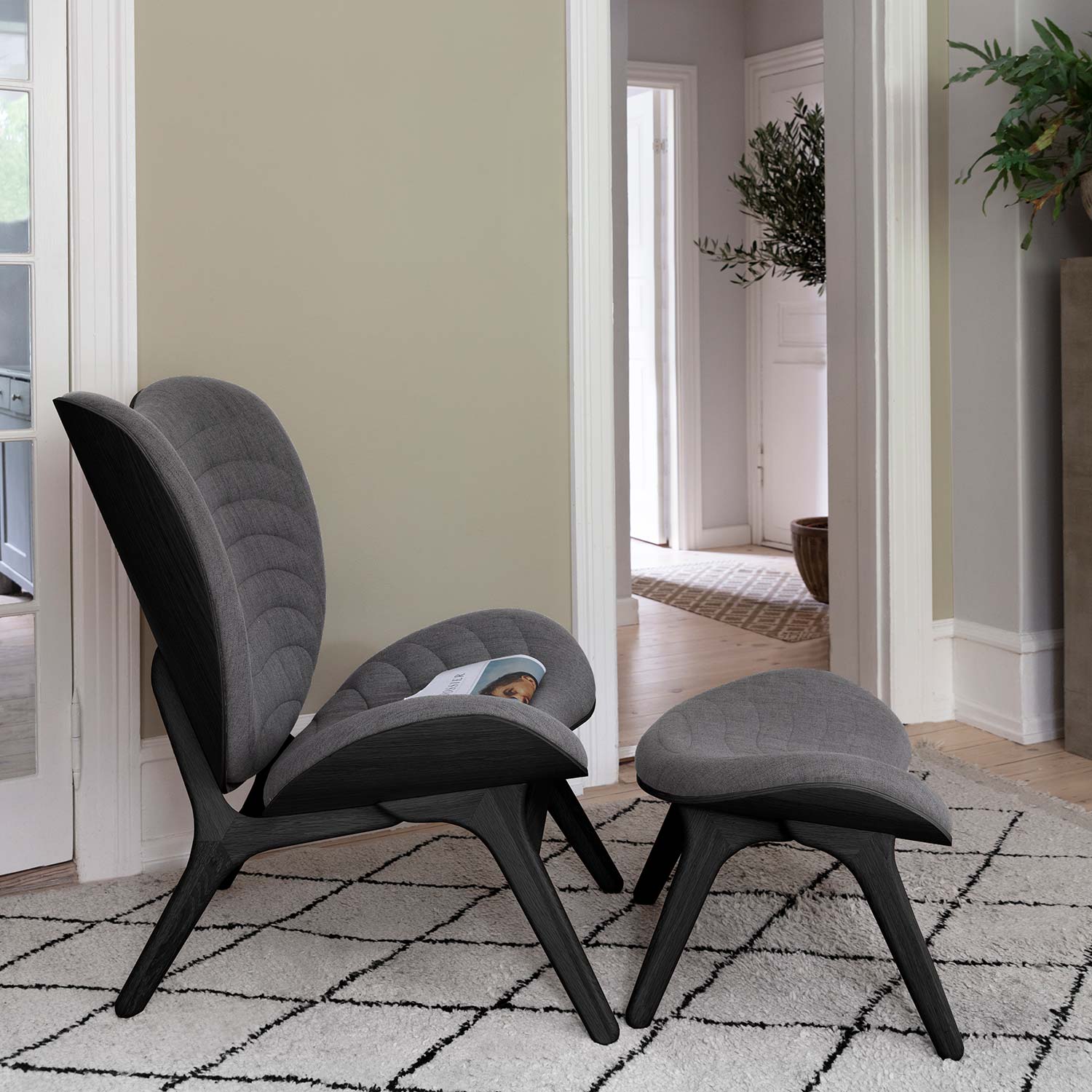 umage conversation piece tall black grey ottoman 65679