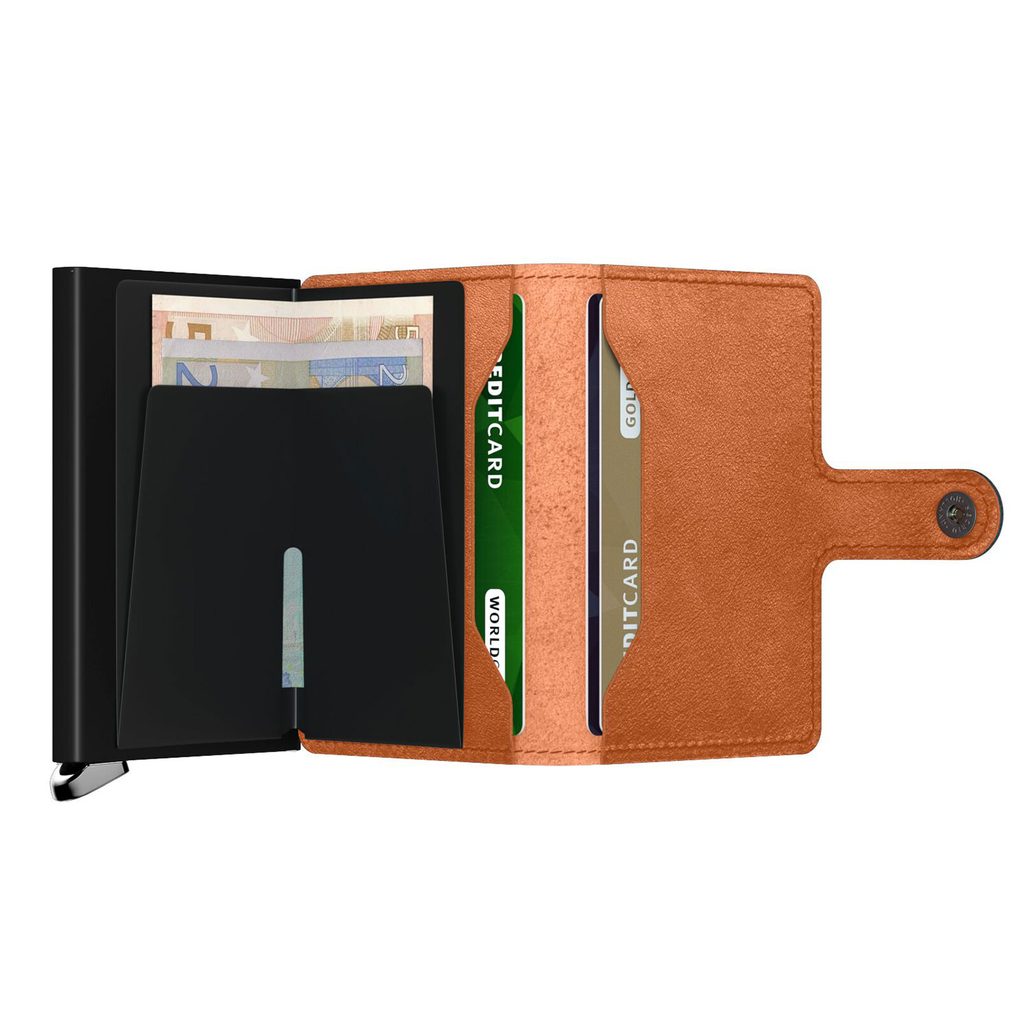 secrid miniwallet basco cognac ganz offen 104787